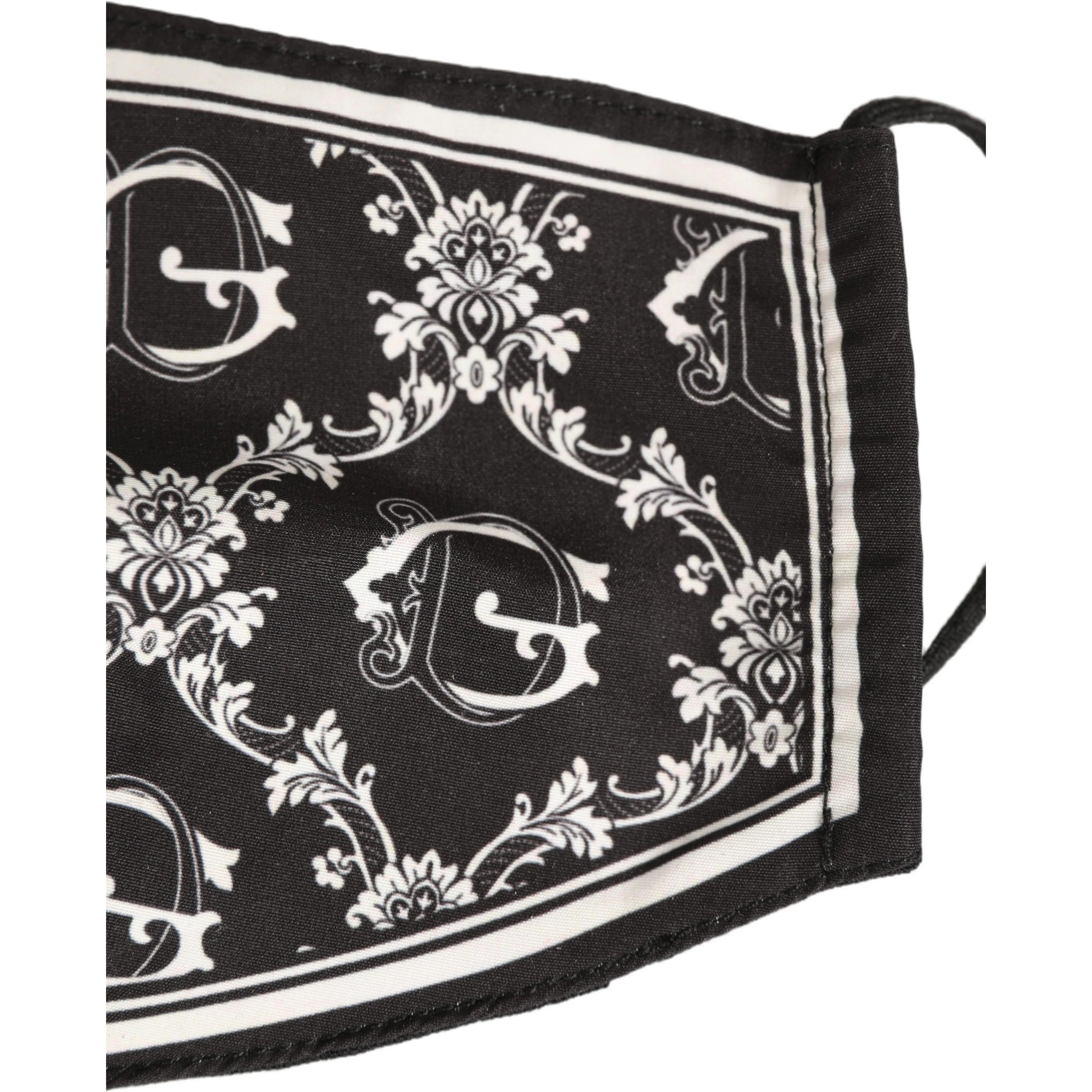 Black White Logo Baroque Elastic Ear Strap Face Mask