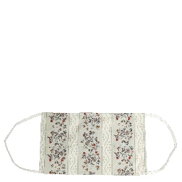 White Floral Cotton Pleated Elastic Ear Strap Face Mask