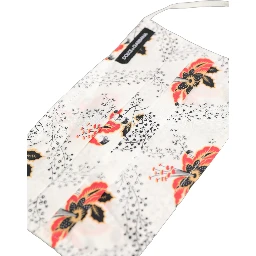 White Floral Cotton Pleated Elastic Ear Strap Face Mask