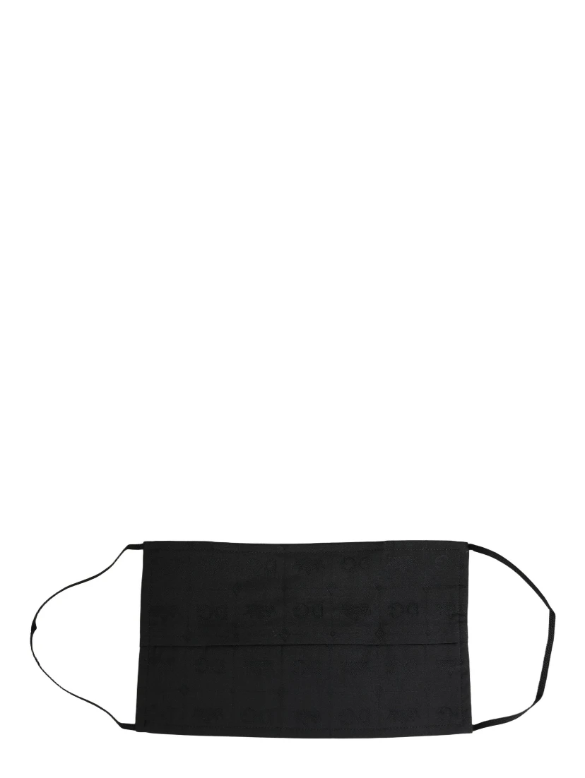 Black 100% Cotton Pleated Elastic Ear Strap Face Mask