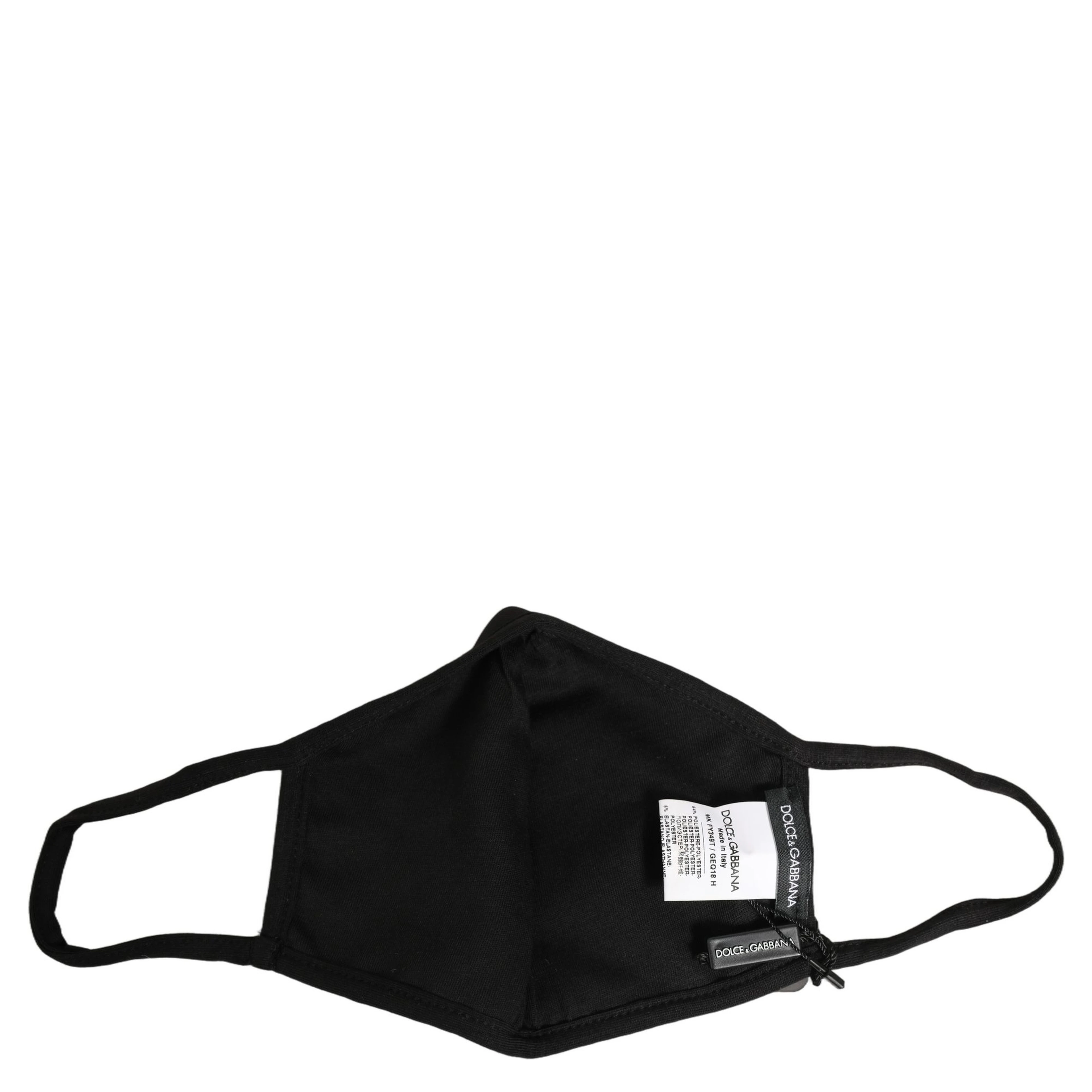 Black Baroque Print Polka Dot Elastic Ear Strap Face Mask