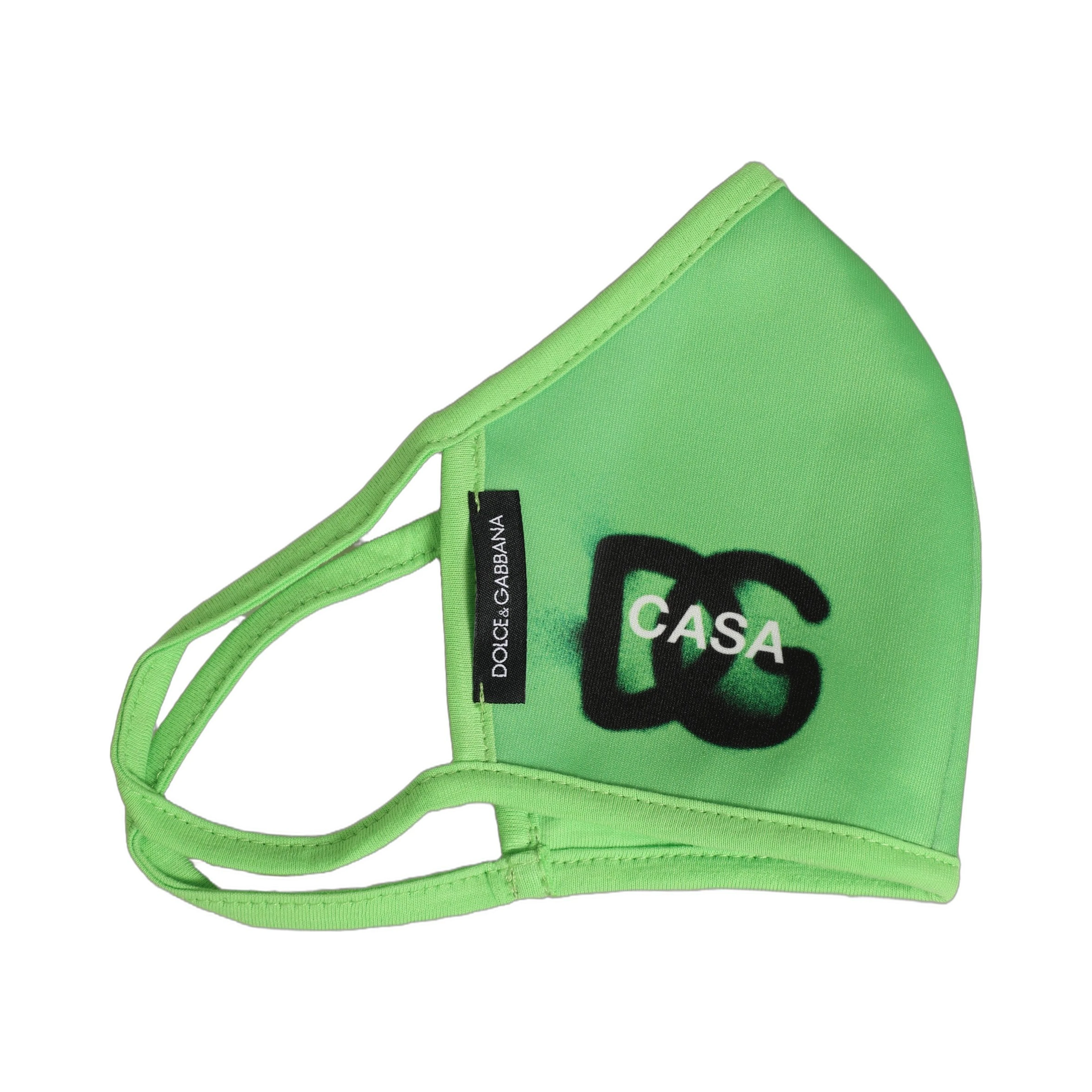 Green Polyester DG CASA Logo Elastic Ear Strap Face Mask