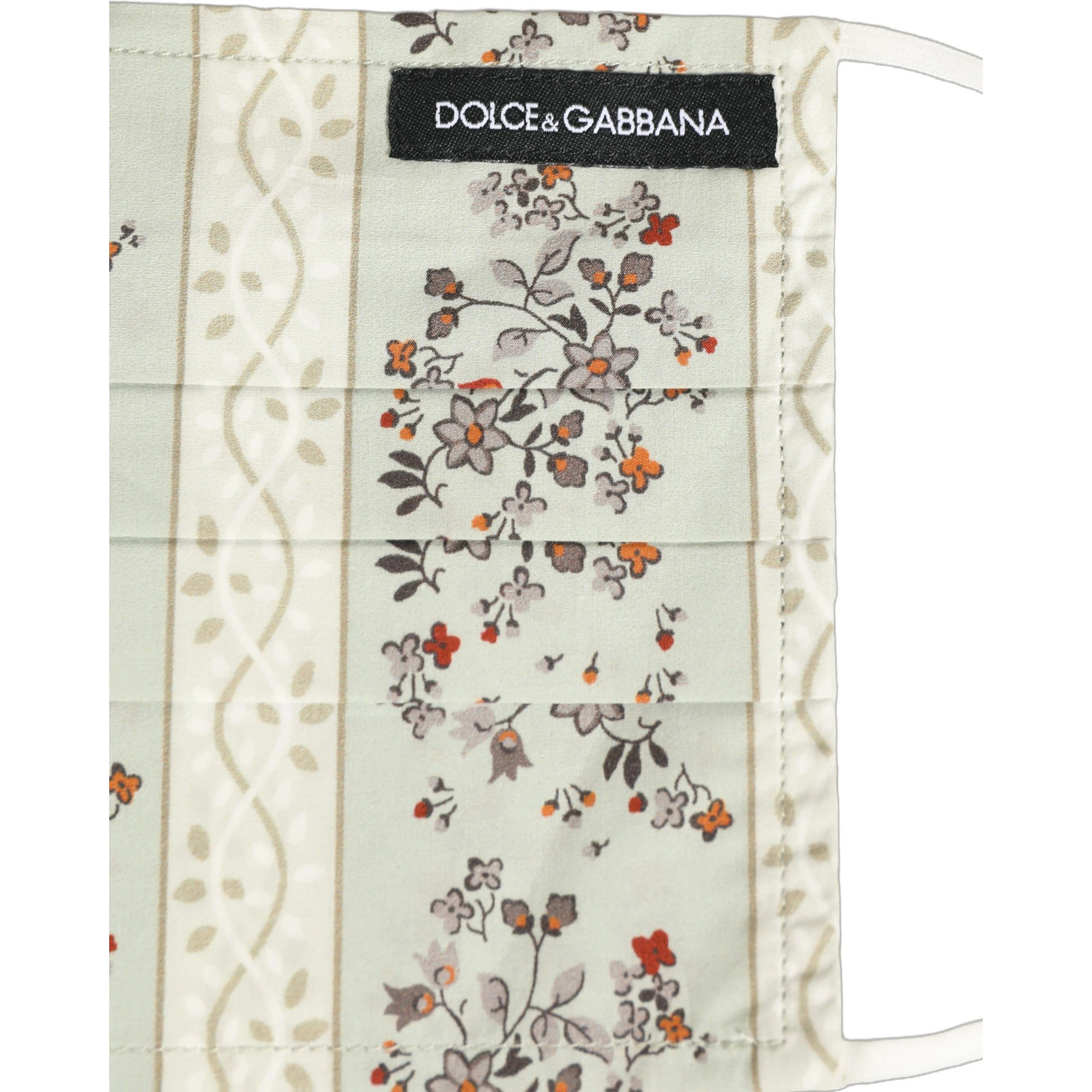 White Floral Cotton Pleated Elastic Ear Strap Face Mask