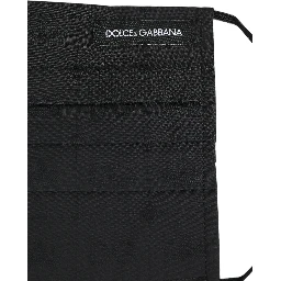 Black 100% Cotton Pleated Elastic Ear Strap Face Mask