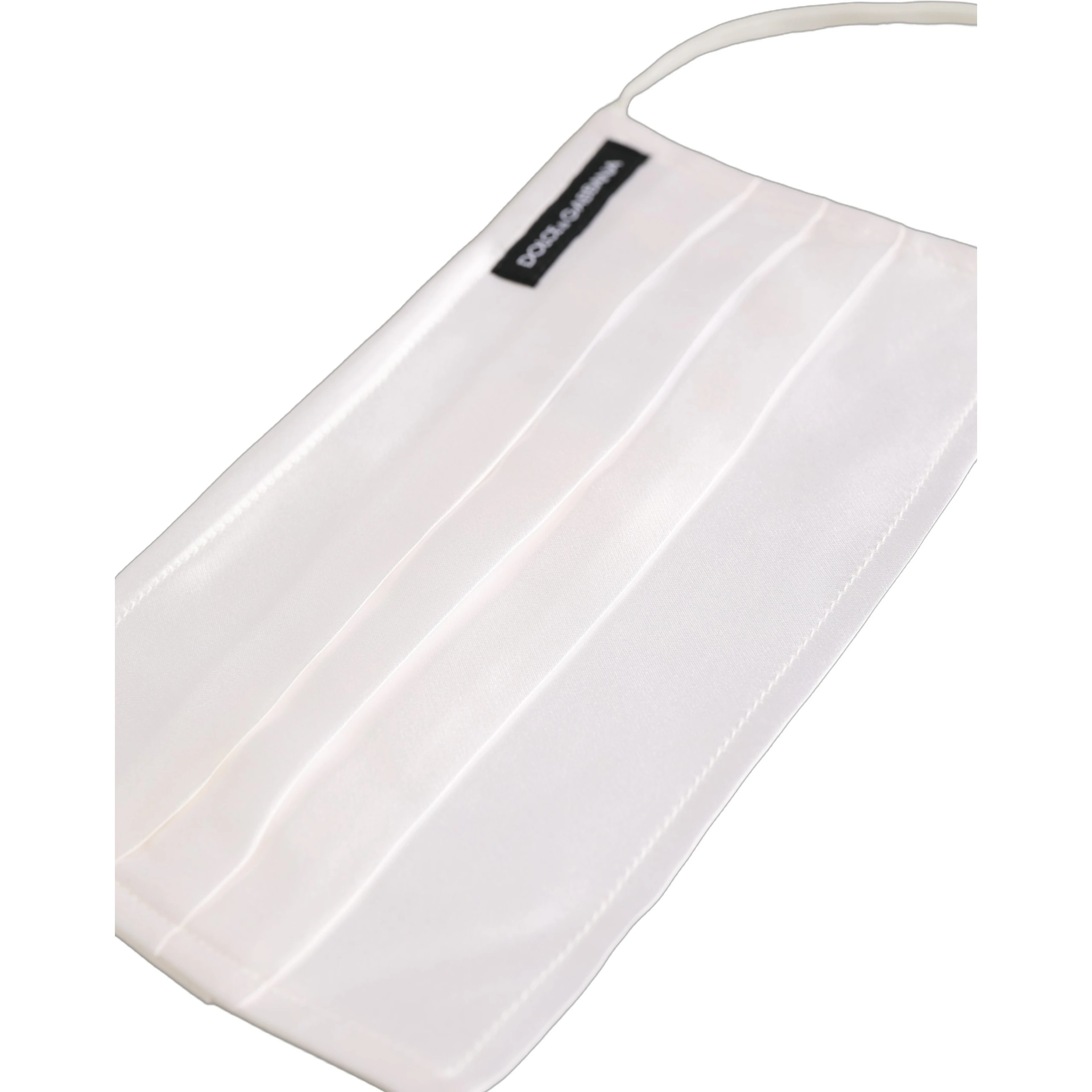 White Satin Silk Pleated Elastic Ear Strap Face Mask