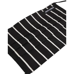 Black White Pinstripe Pleated Elastic Ear Strap Face Mask
