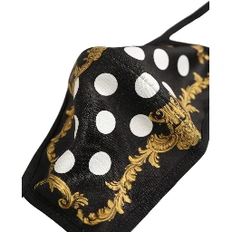Black Baroque Print Polka Dot Elastic Ear Strap Face Mask