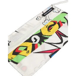 White Comic Print Pleated Elastic Ear Strap Face Mask