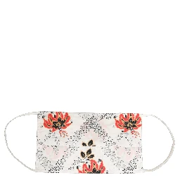 White Floral Cotton Pleated Elastic Ear Strap Face Mask
