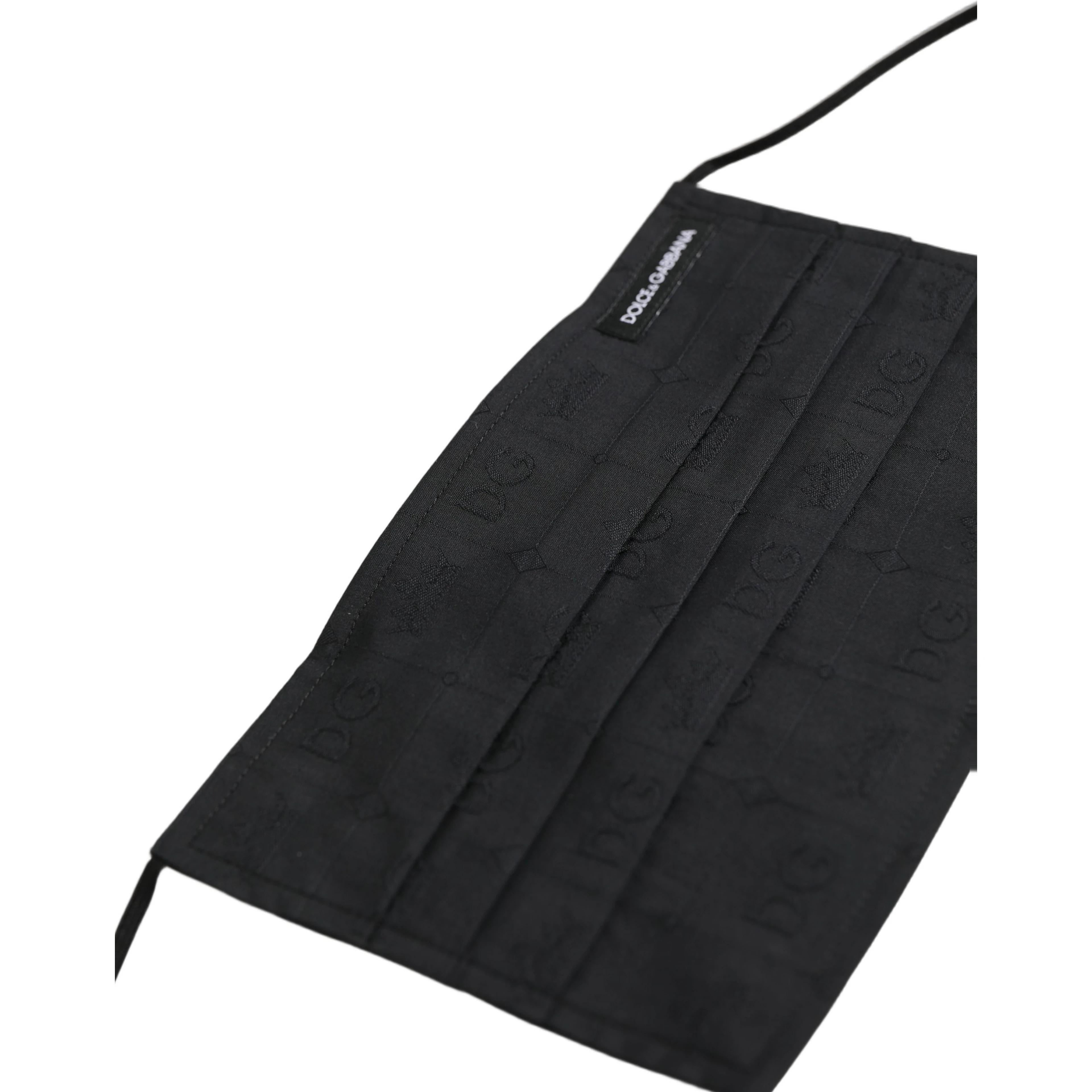 Black 100% Cotton Pleated Elastic Ear Strap Face Mask