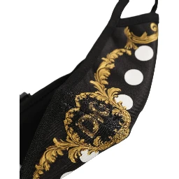 Black Baroque Print Polka Dot Elastic Ear Strap Face Mask