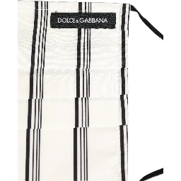 White Black Pinstripe Pleated Elastic Ear Strap Face Mask