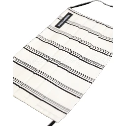 White Black Pinstripe Pleated Elastic Ear Strap Face Mask
