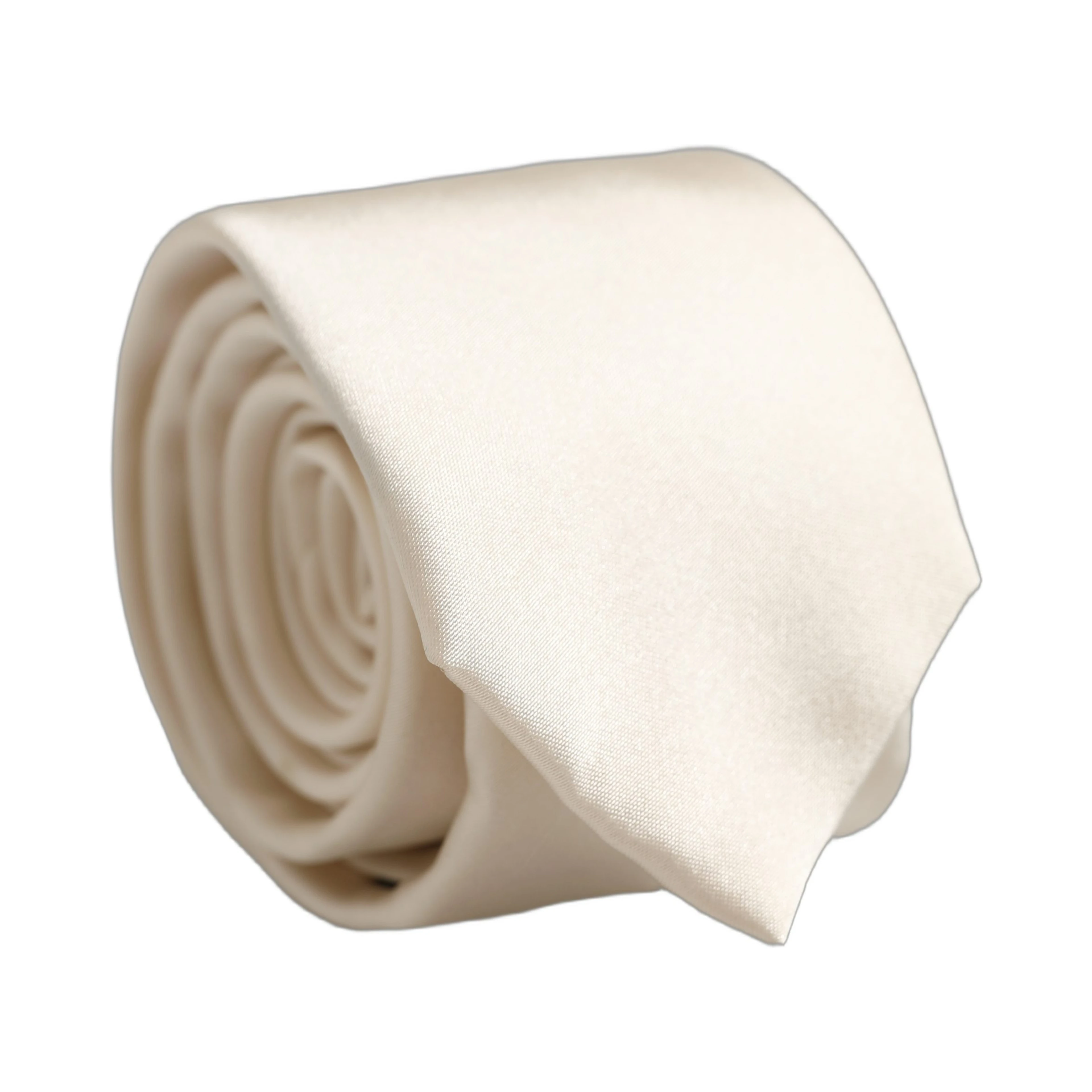 Cream Satin 100% Silk Adjustable Tied Men Necktie Tie