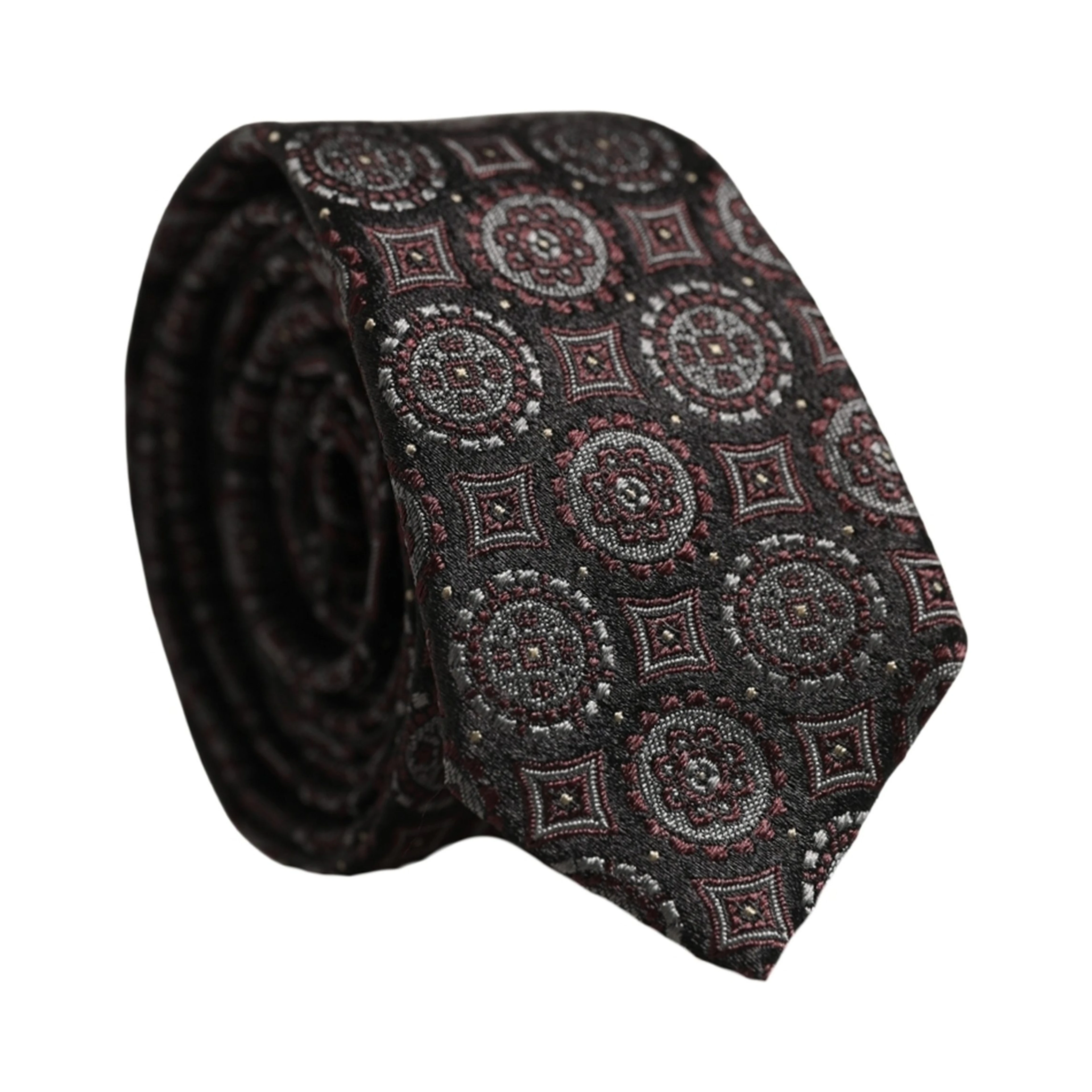 Dark Purple Geometric Adjustable Necktie Accessory Tie
