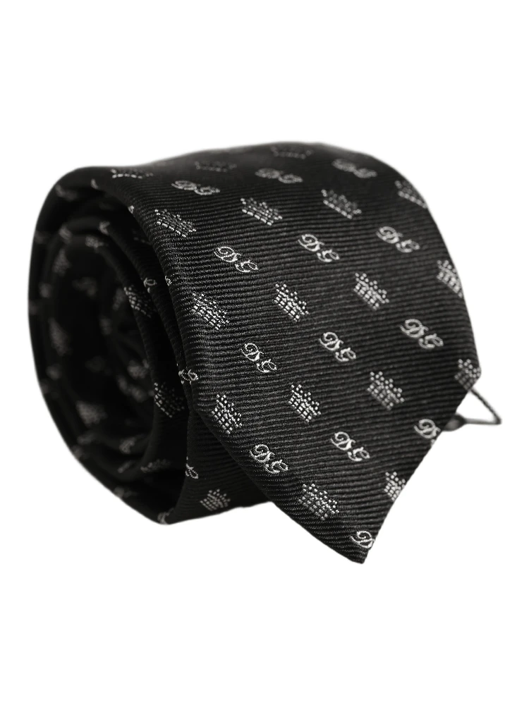 Black White DG Crown Adjustable Men Necktie Accessory Tie