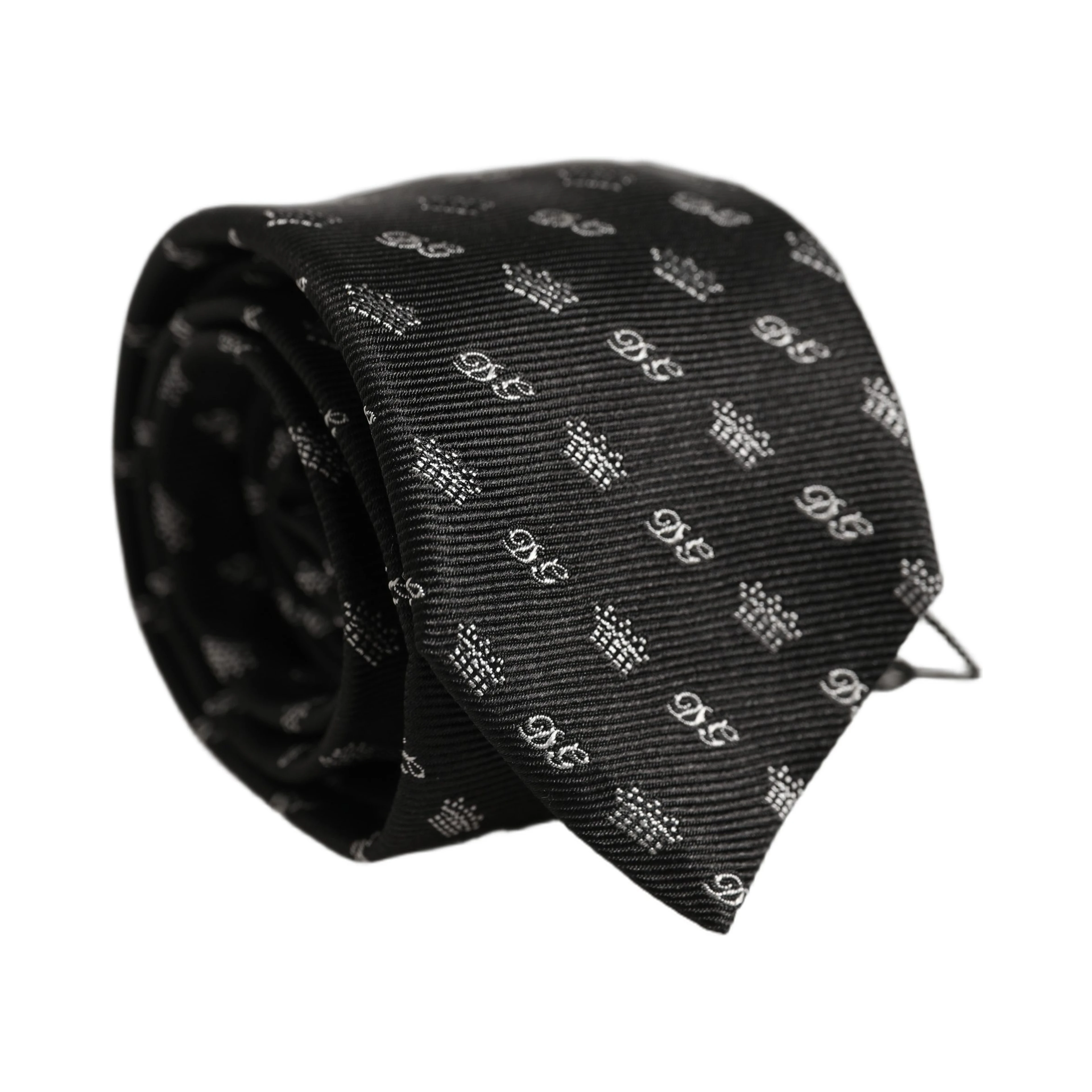 Black White DG Crown Adjustable Men Necktie Accessory Tie