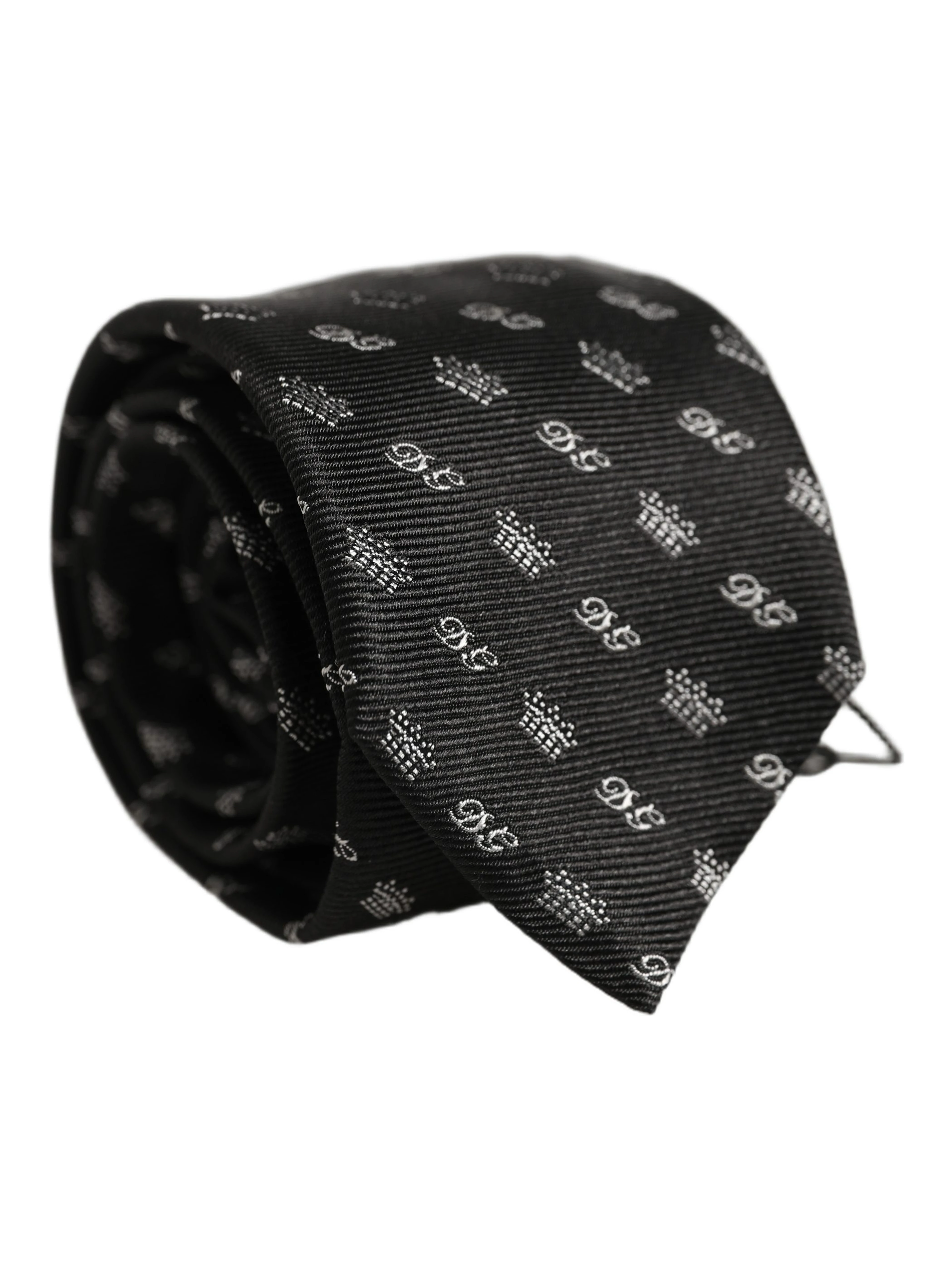 Black White DG Crown Adjustable Men Necktie Accessory Tie