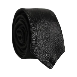 Black Silk Jacquard Adjustable Men Necktie Accessory Tie