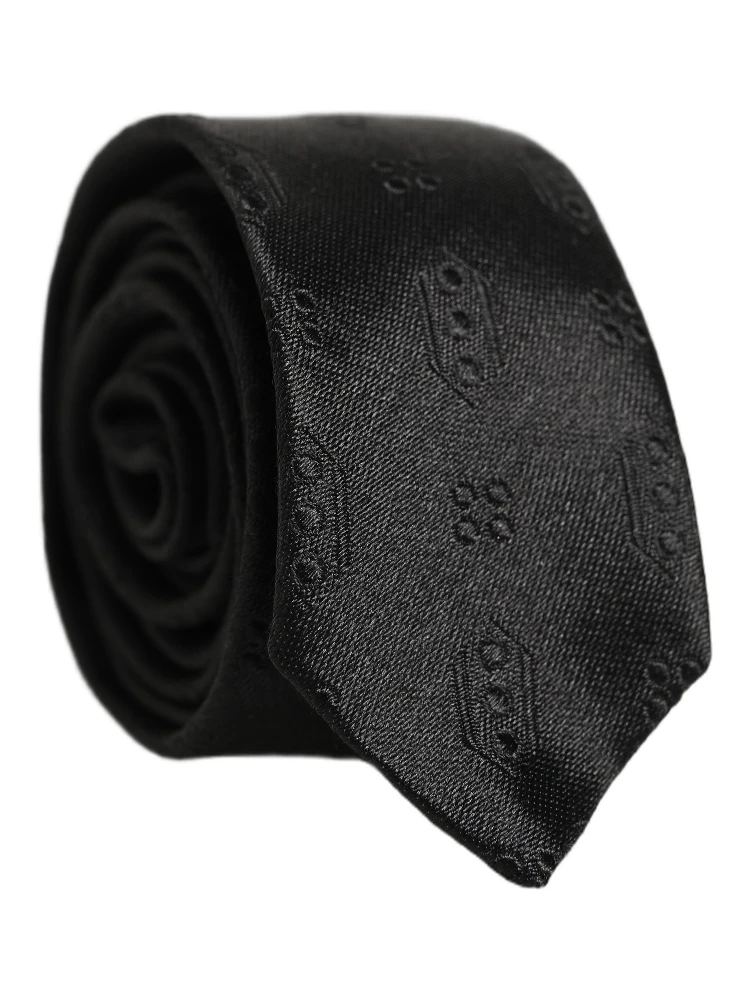 Black Silk Jacquard Adjustable Men Necktie Accessory Tie