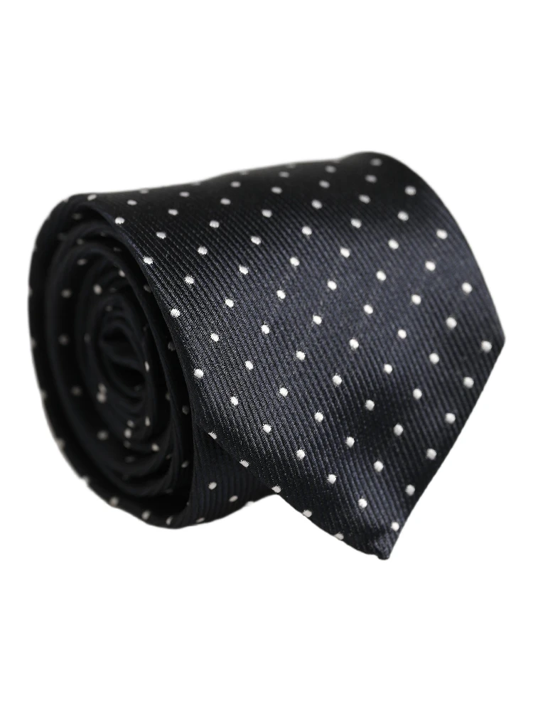 Dark Blue Polka Dot Silk Adjustable Necktie Accessory Tie