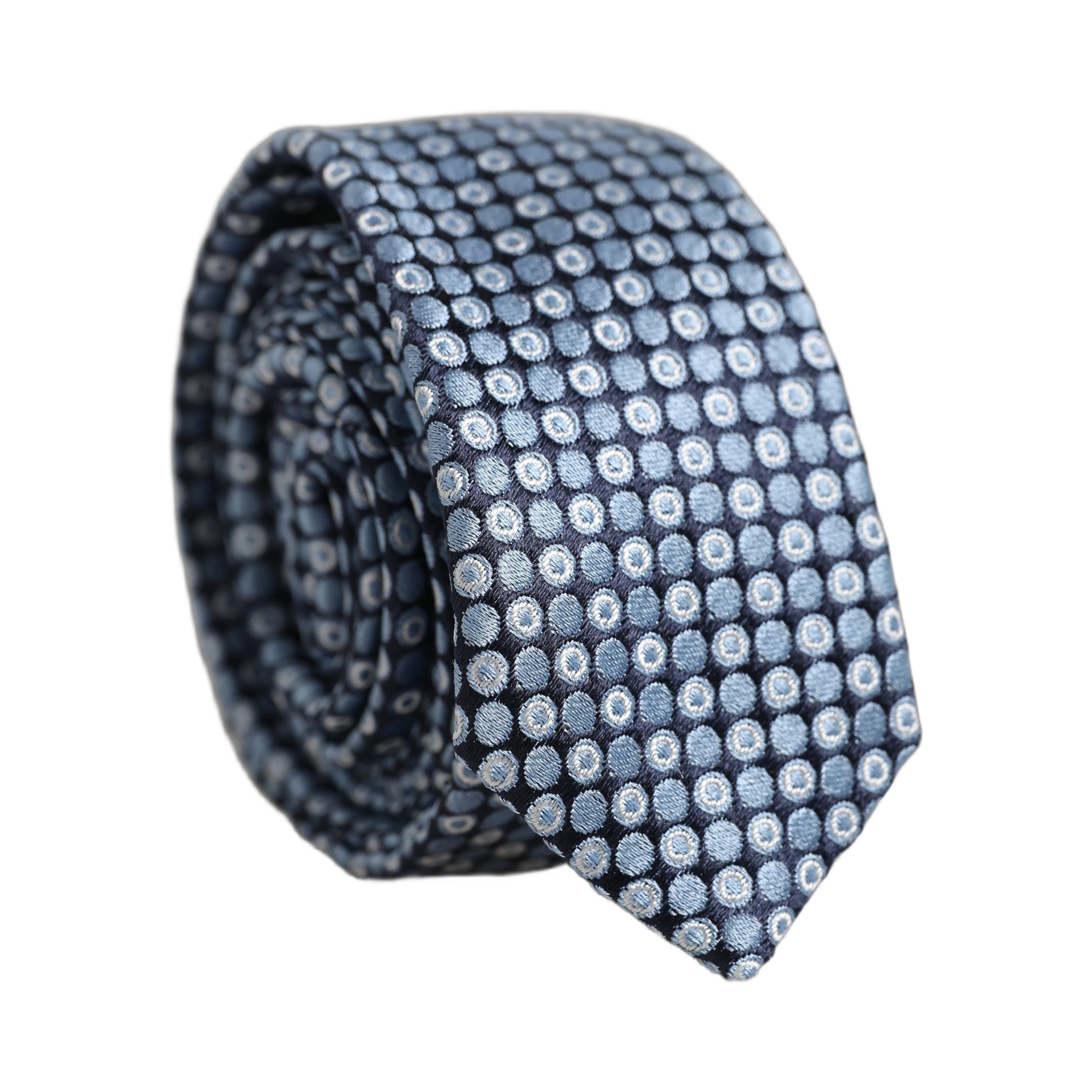 Blue Circle Pattern Silk Adjustable Necktie Accessor Tie