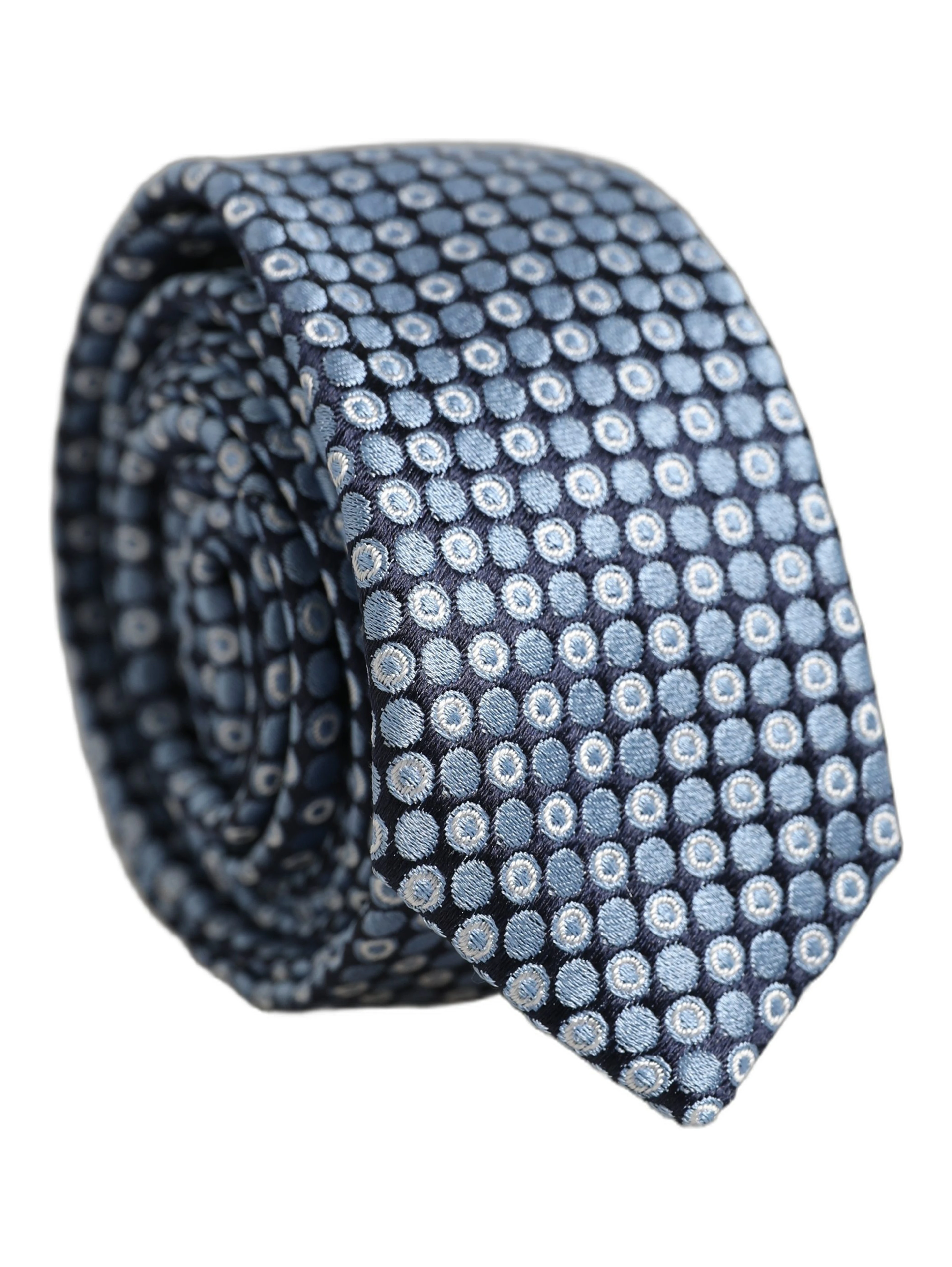 Blue Circle Pattern Silk Adjustable Necktie Accessor Tie