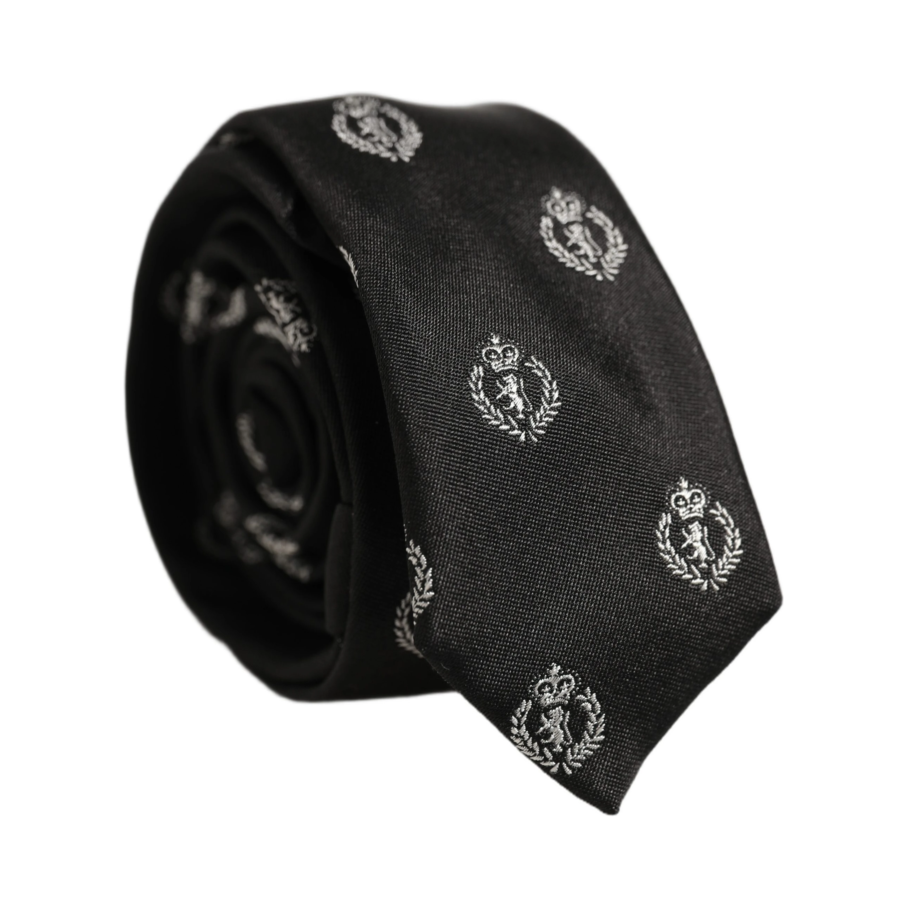 Black Crest Emblem Silk Adjustable Necktie Accessory Tie
