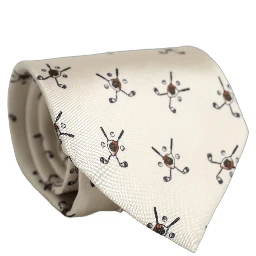 Off White Printed Silk Adjustable Necktie Accessory  Tie