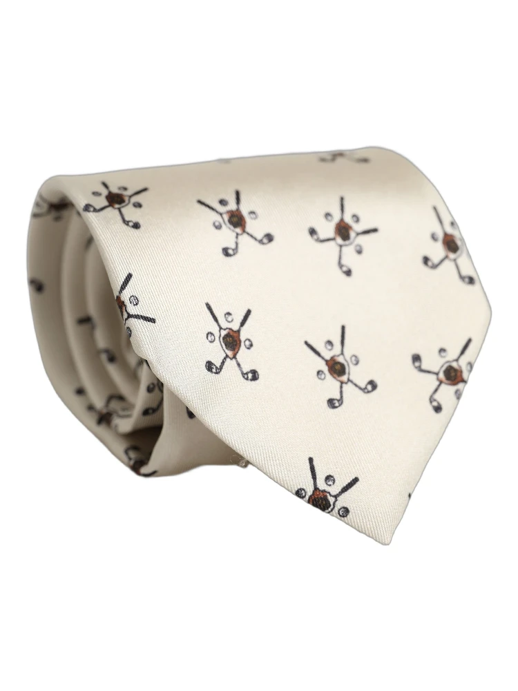 Off White Printed Silk Adjustable Necktie Accessory Tie