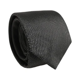 Black Silk Micro Polka Dot Adjustable Tied Necktie Tie