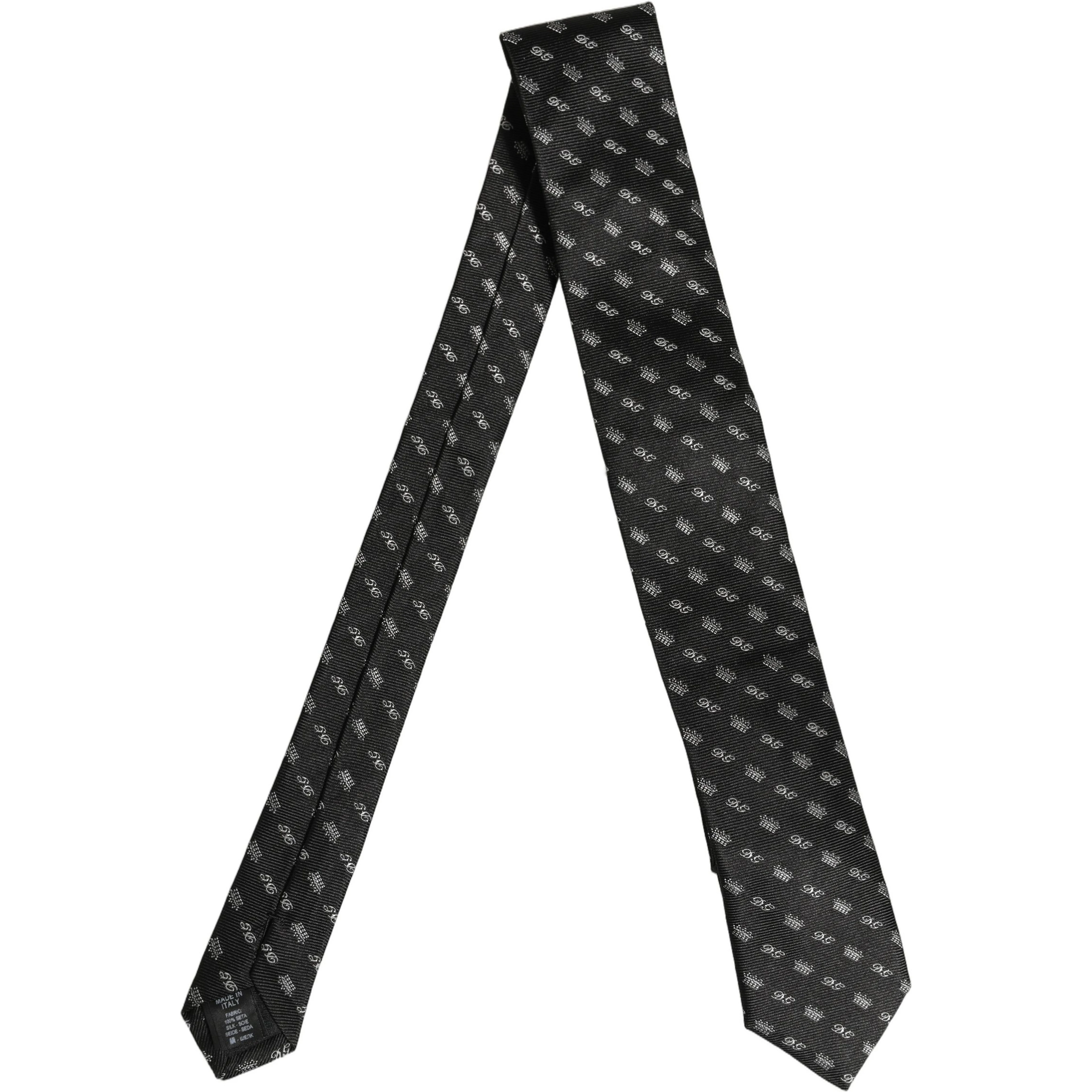 Black White DG Crown Adjustable Men Necktie Accessory Tie