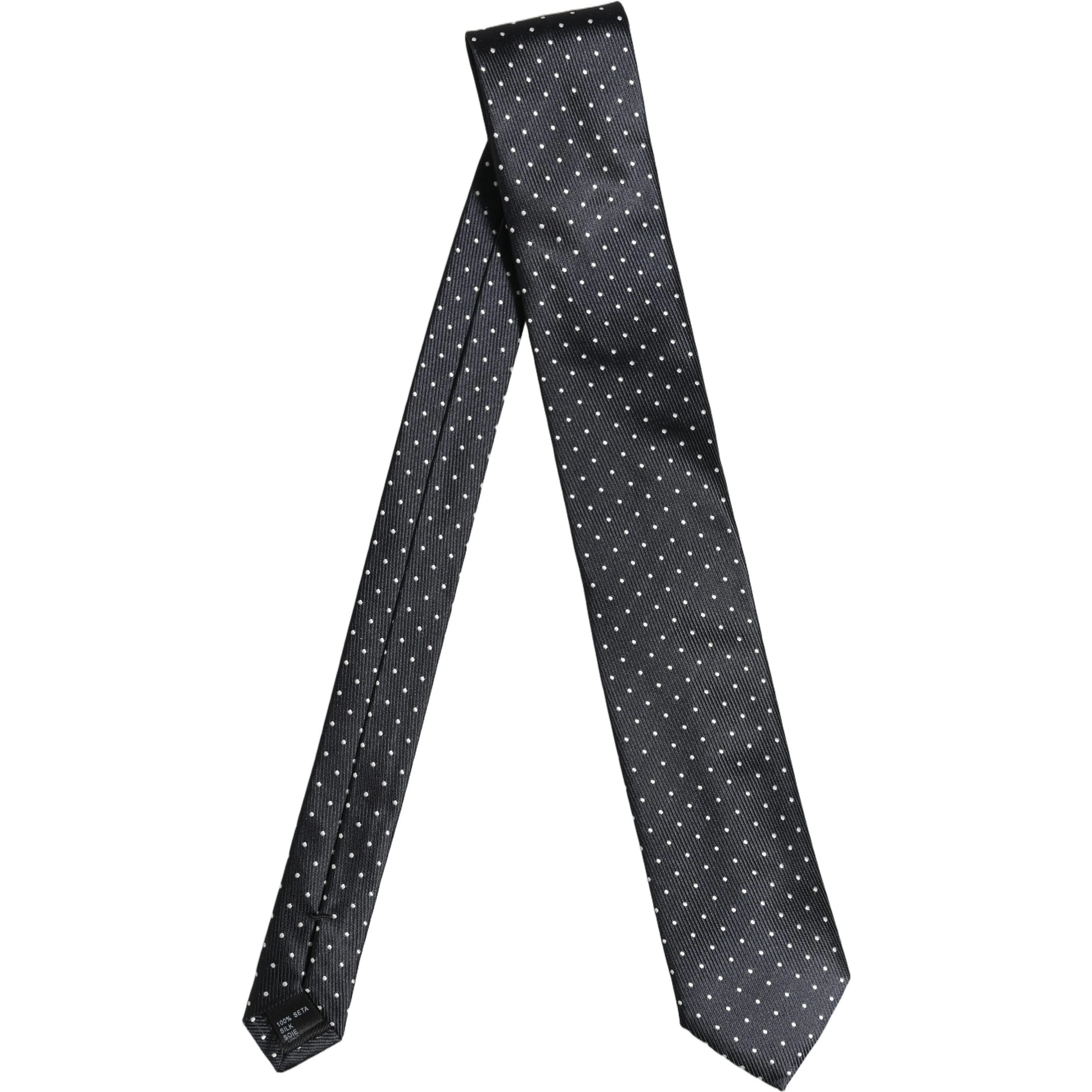 Dark Blue Polka Dot Silk Adjustable Necktie Accessory Tie