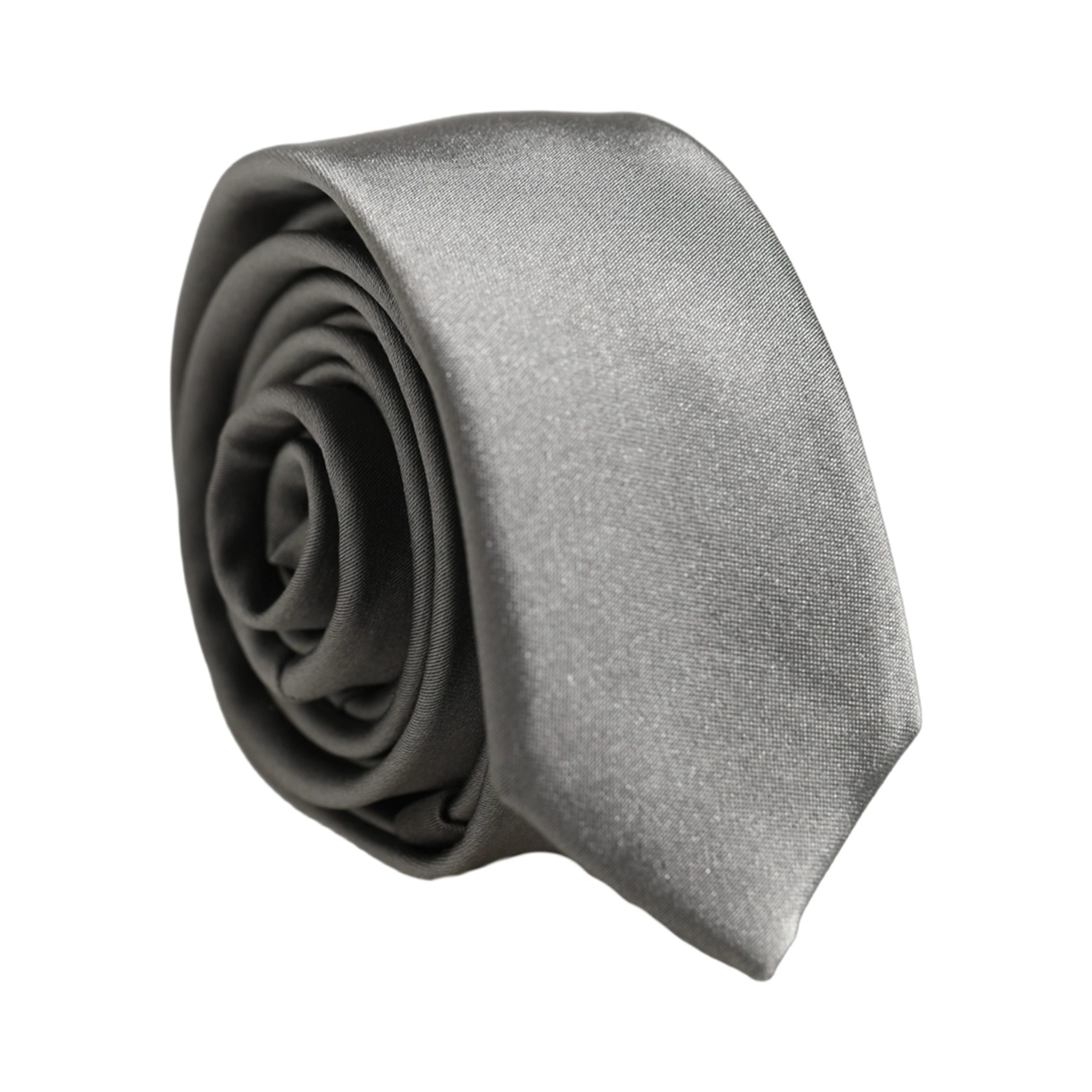 Gray Satin 100% Silk Adjustable Tied Men Necktie Tie