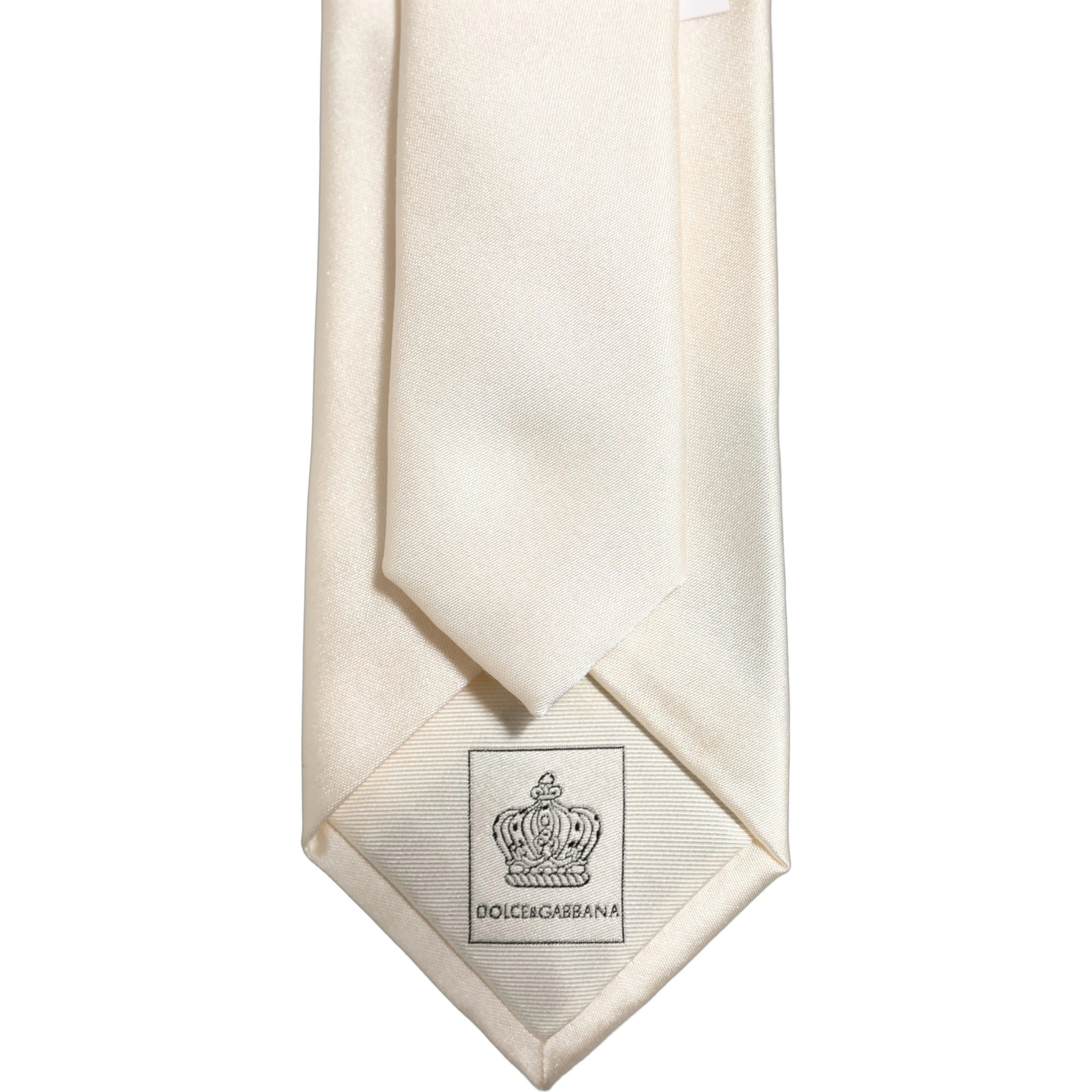Cream Satin 100% Silk Adjustable Tied Men Necktie Tie