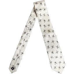 Off White Printed Silk Adjustable Necktie Accessory  Tie