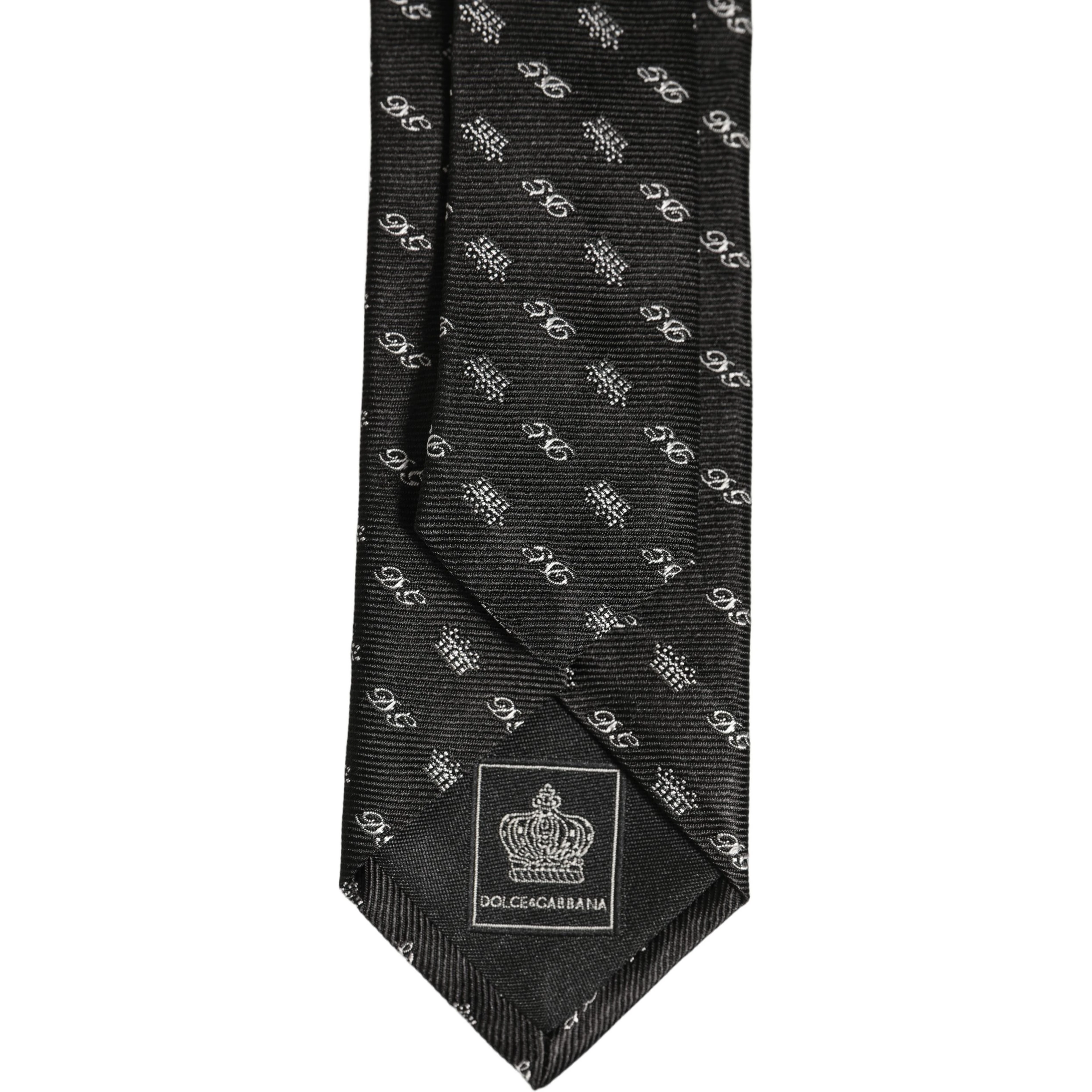 Black White DG Crown Adjustable Men Necktie Accessory Tie