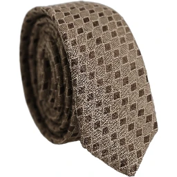 Brown Patterned Wool Adjustable Necktie Men Accessory Tie