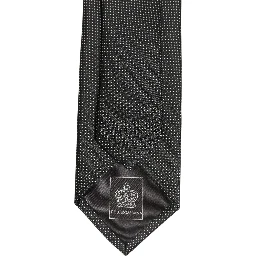 Black Silk Micro Polka Dot Adjustable Tied Necktie Tie