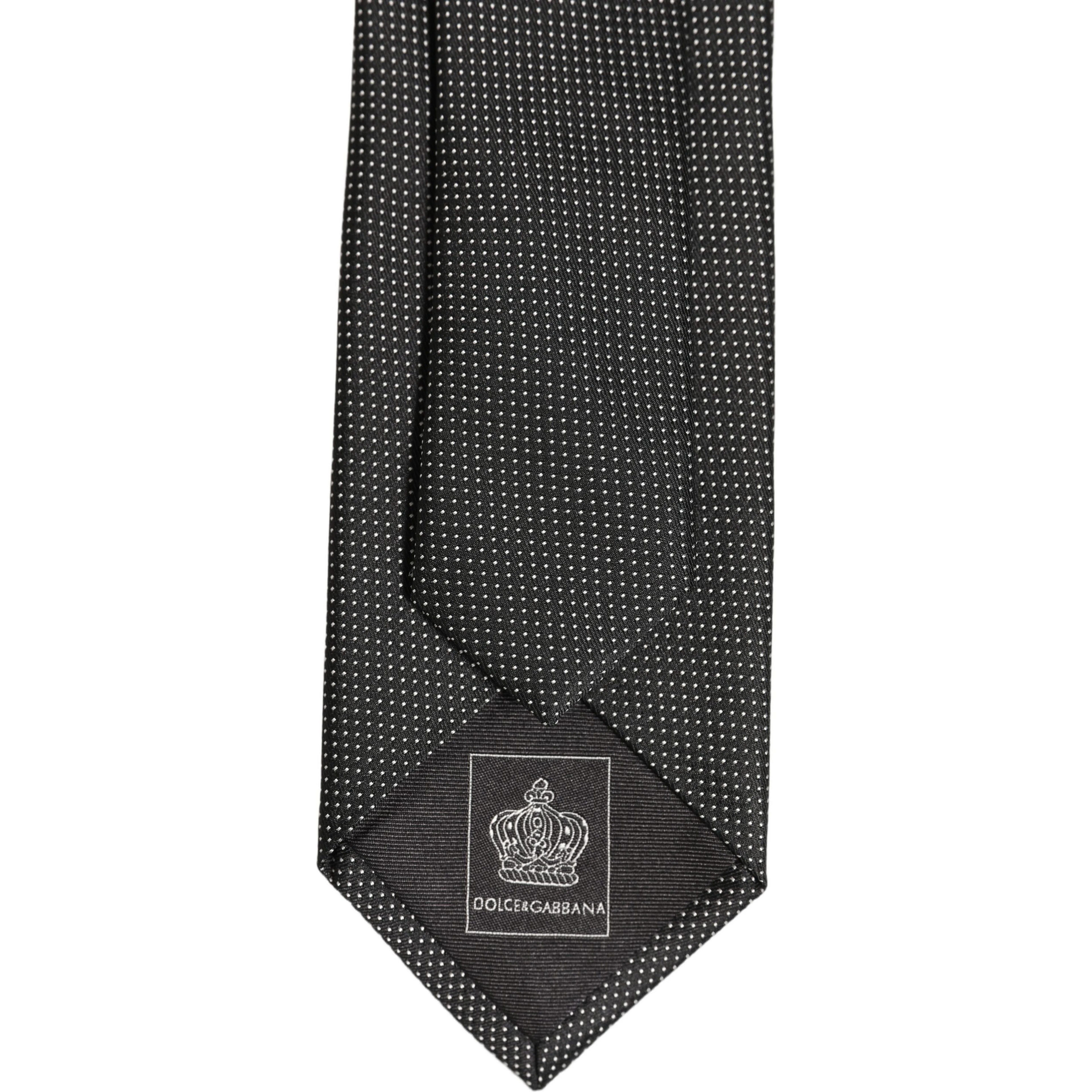 Black Silk Micro Polka Dot Adjustable Tied Necktie Tie