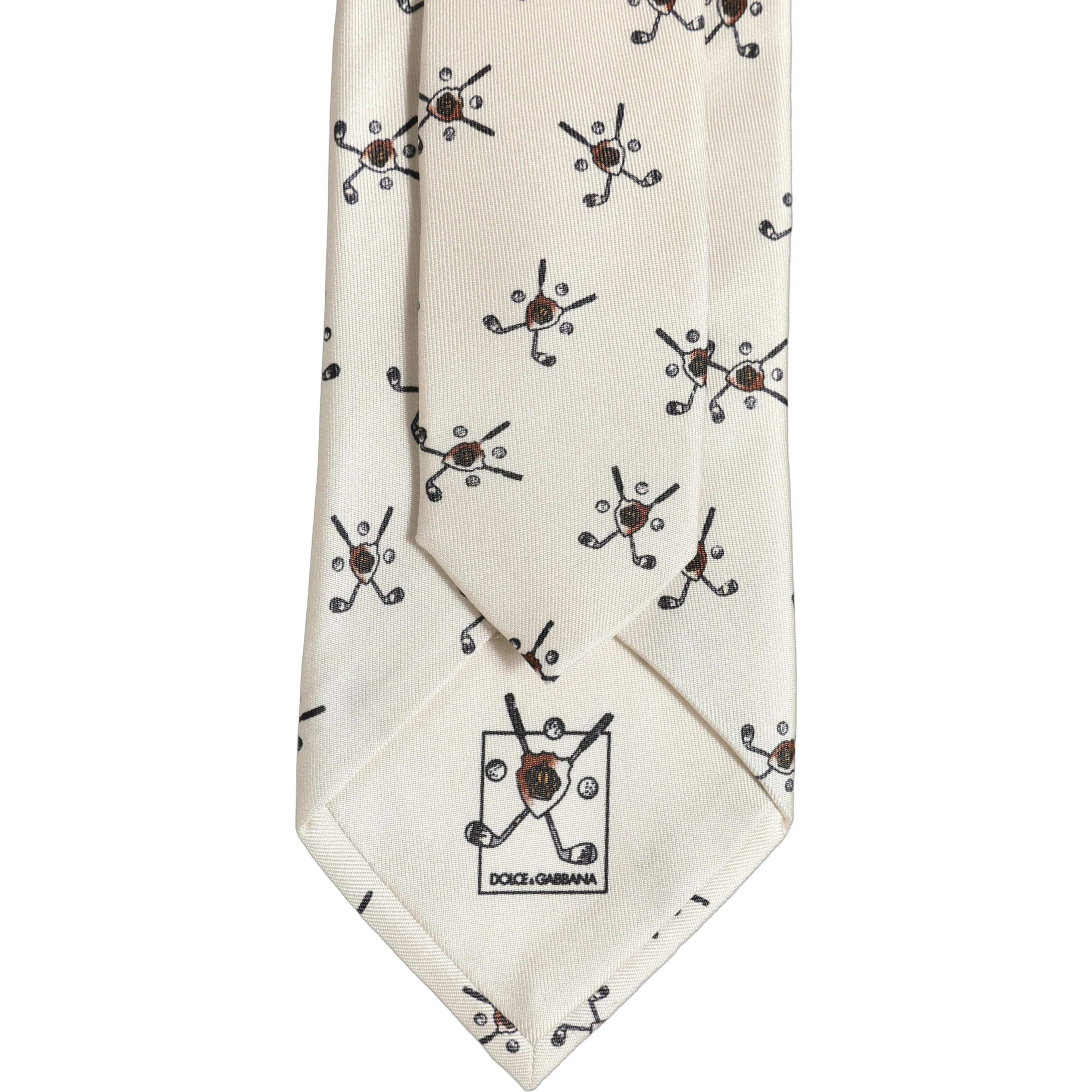 Off White Printed Silk Adjustable Necktie Accessory  Tie