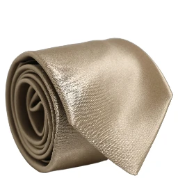 Beige Satin Silk Adjustable Tied Necktie Accessory Tie