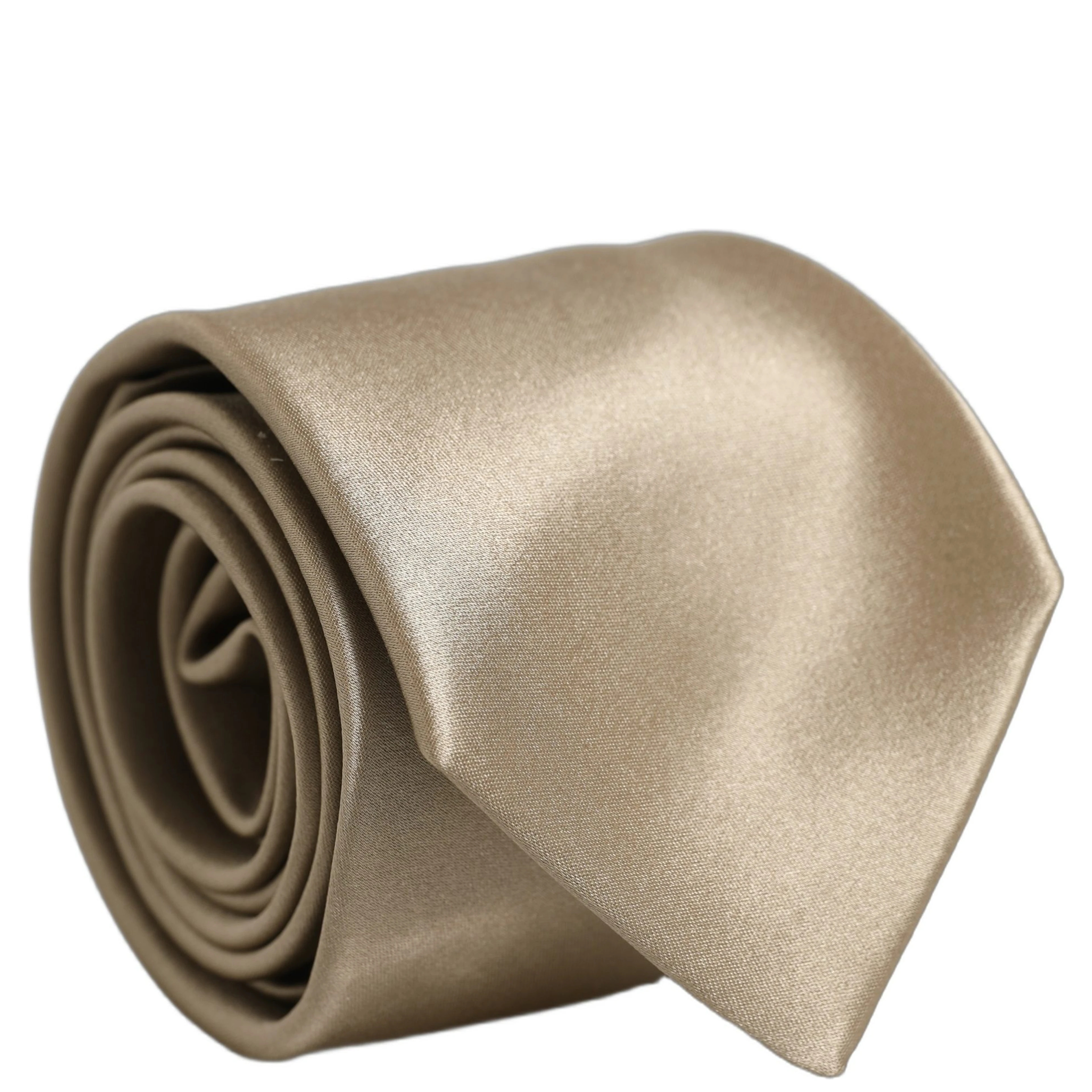 Beige Satin Silk Adjustable Tied Necktie Accessory Tie