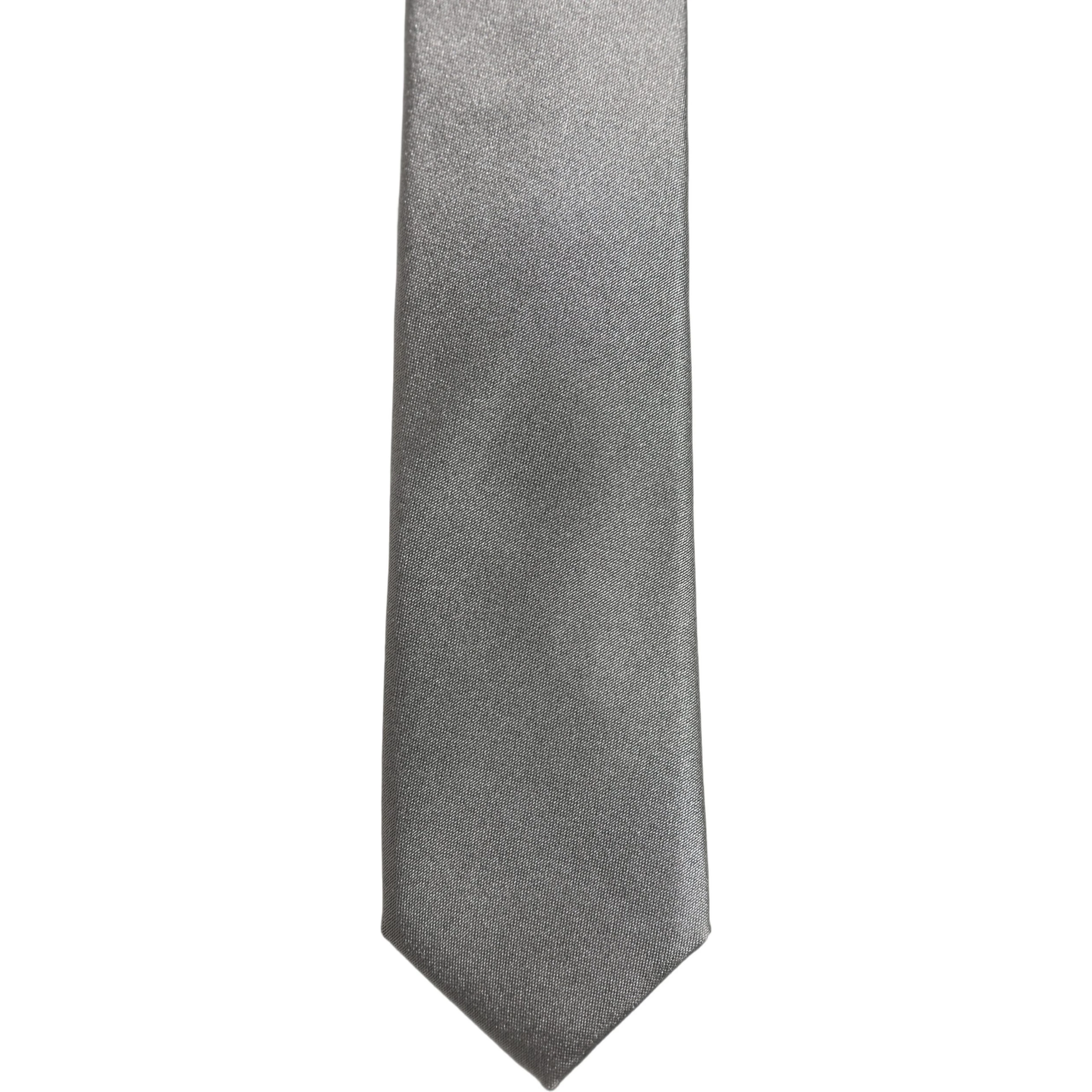 Gray Satin 100% Silk Adjustable Tied Men Necktie Tie