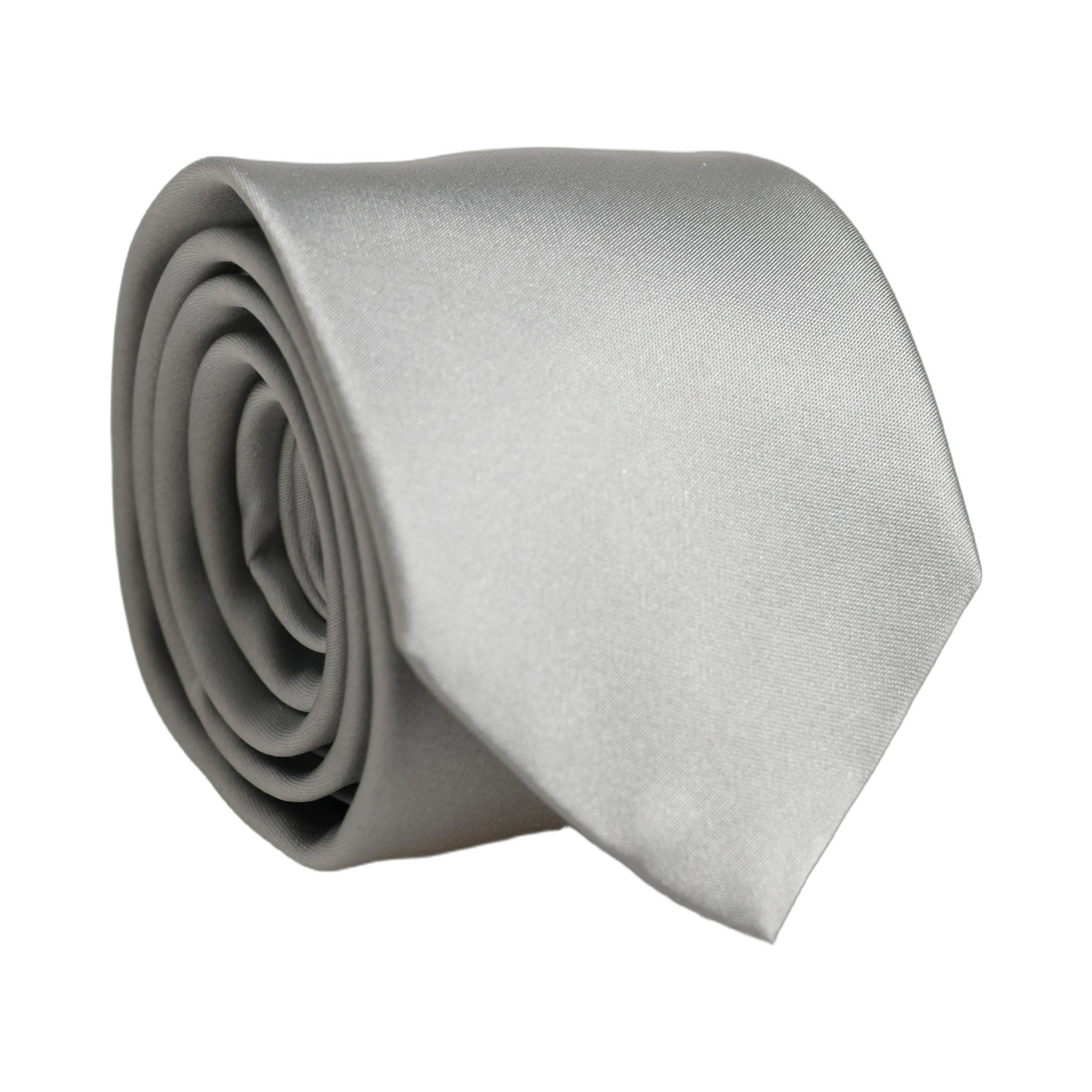 Gray Satin 100% Silk Adjustable Tied Men Necktie Tie