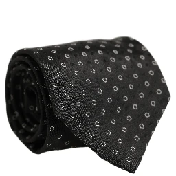 Black Geometric Circle Adjustable Necktie Accessory Tie