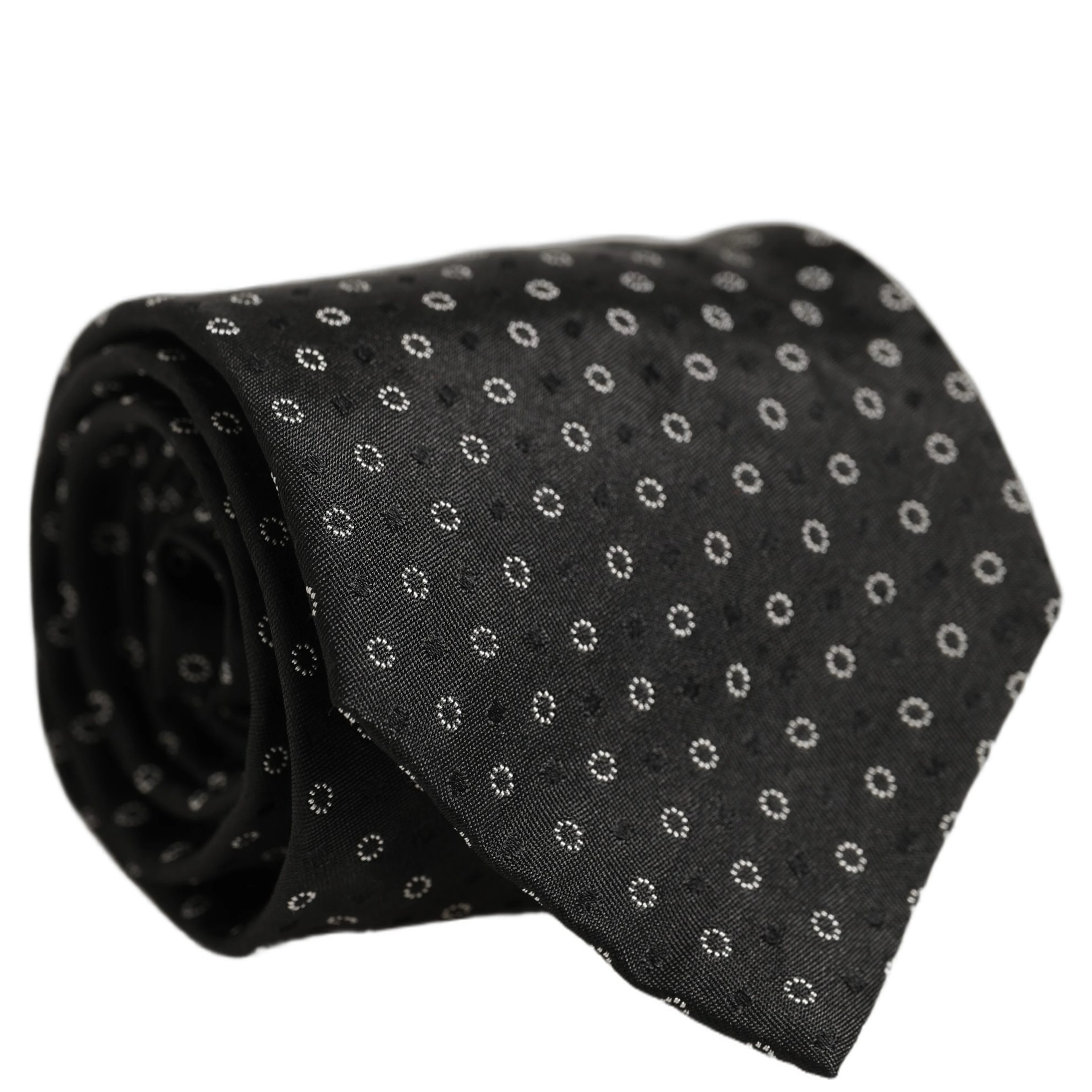 Black Geometric Circle Adjustable Necktie Accessory Tie