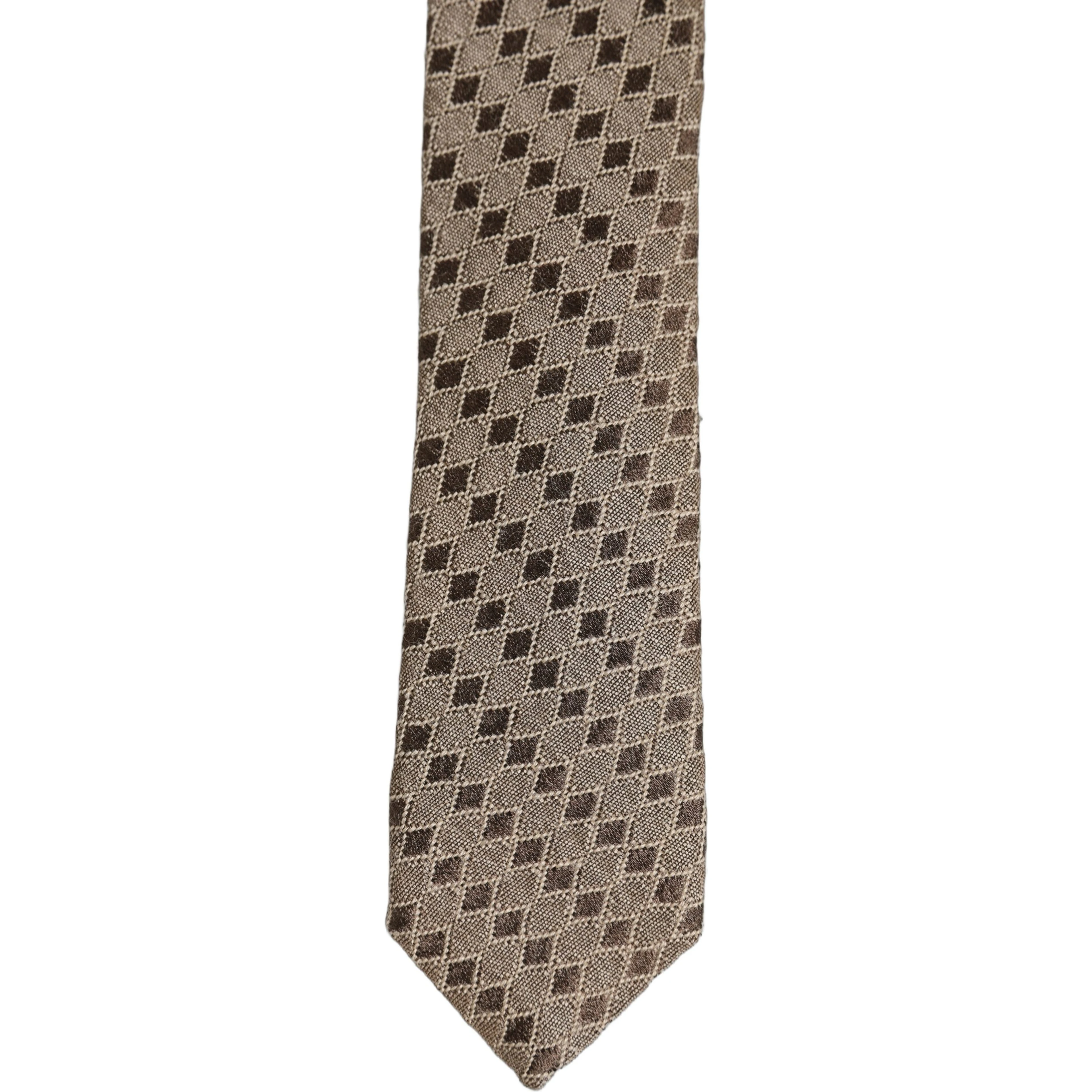 Brown Patterned Wool Adjustable Necktie Men Accessory Tie