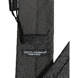Black Silk Micro Polka Dot Adjustable Tied Necktie Tie