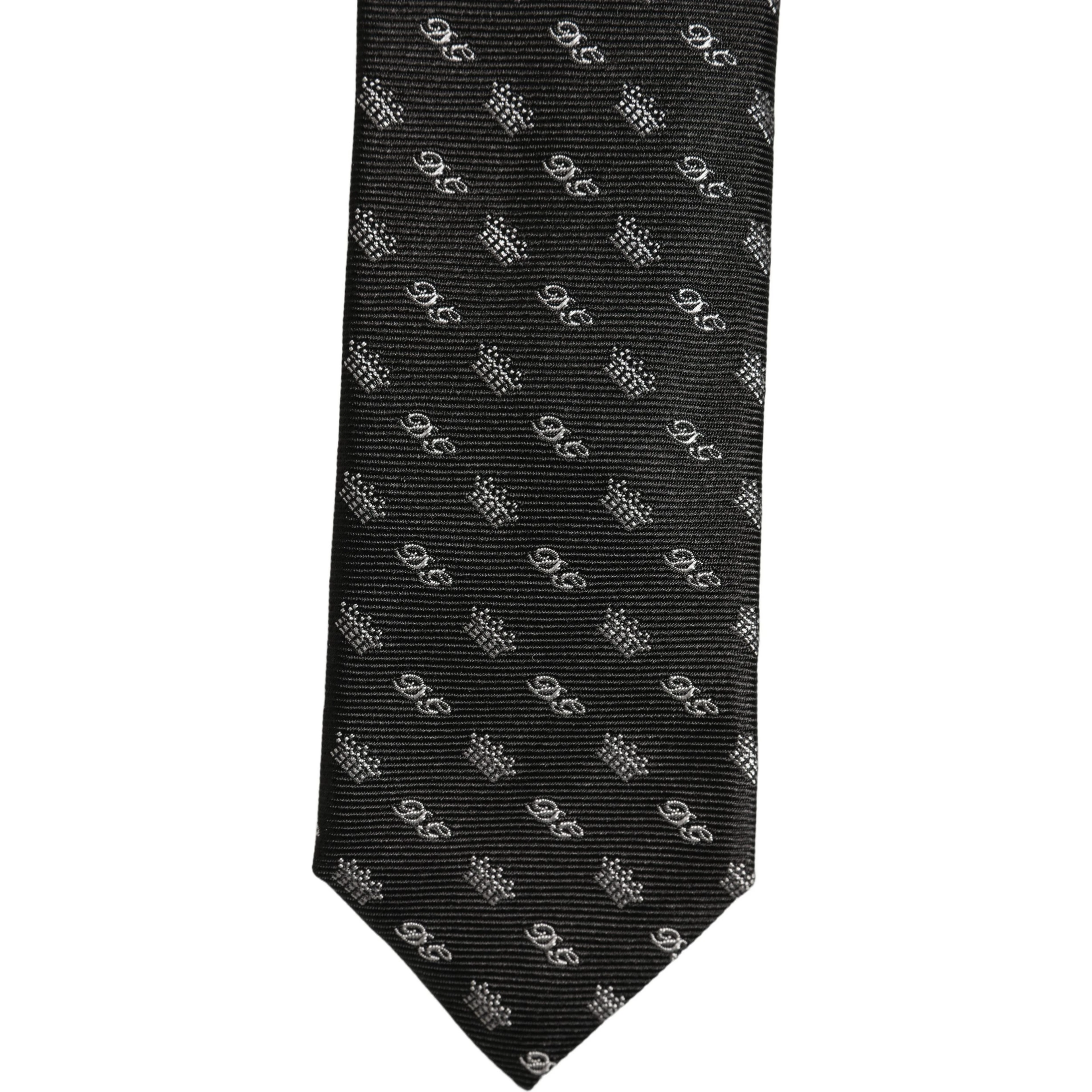 Black White DG Crown Adjustable Men Necktie Accessory Tie